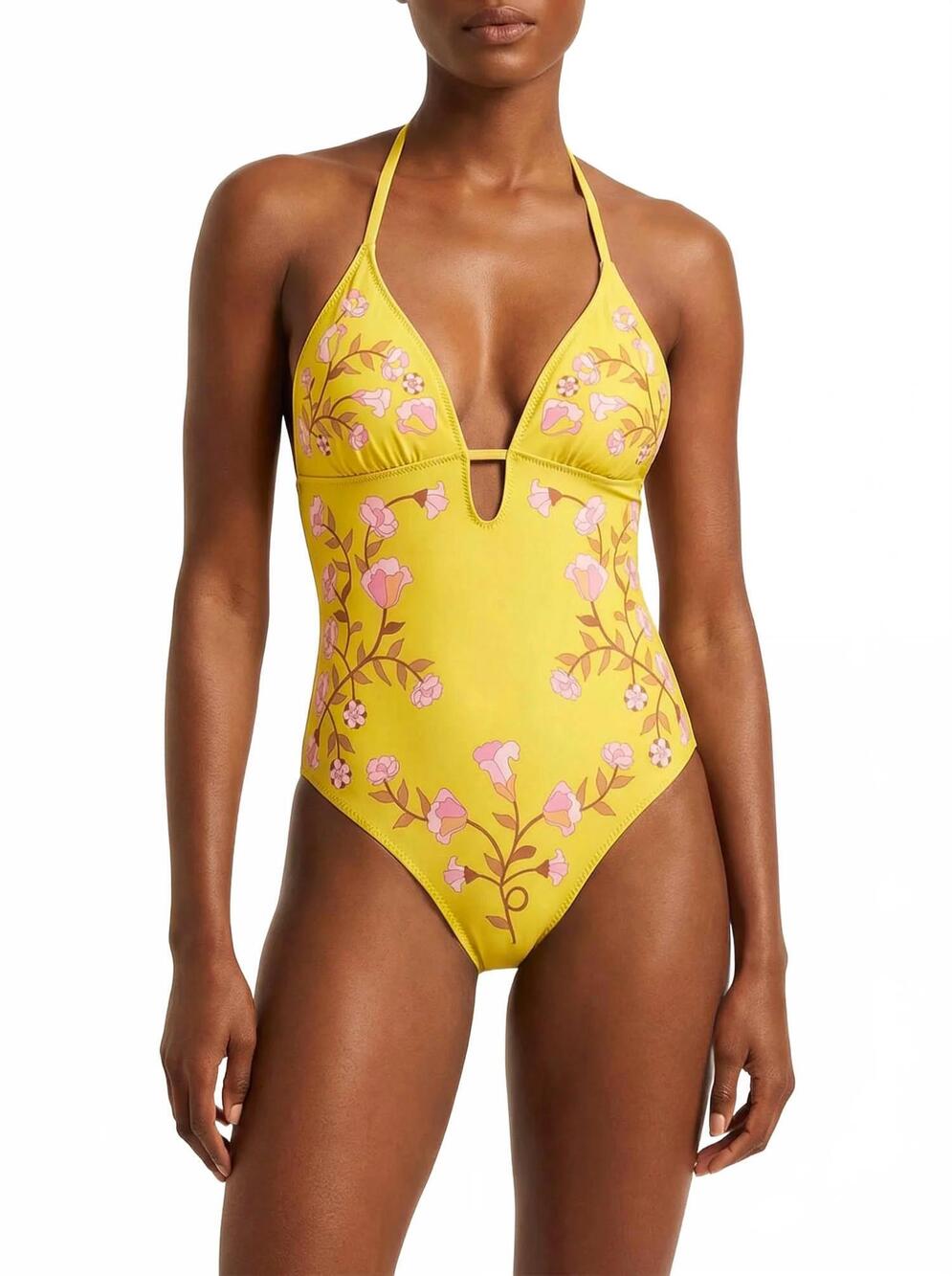 NEW JESSIE ZHAO bloom reversible one piece swimsuit in yellow